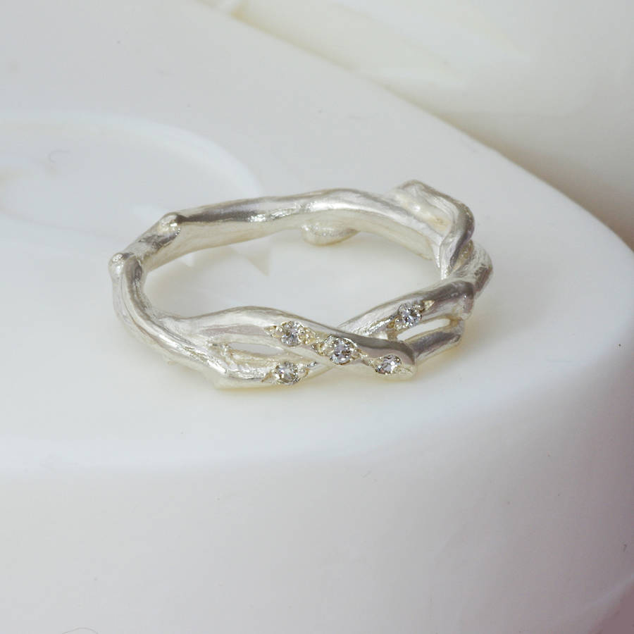 Silver Two Strand Diamond Set Ring, 1 of 4