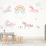 Unicorn And Rainbow Fabric Wall Stickers, thumbnail 1 of 3