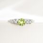 Peridot Five Stone Ring In Sterling Silver And Gold Vermeil, thumbnail 8 of 12