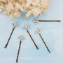 Set Of Five Diamante And Pearl Fan Bobby Pins, thumbnail 2 of 4