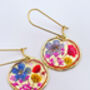 Pressed Flowers Dangling Earrings Small Hand Made, thumbnail 4 of 12