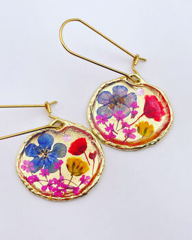 Pressed Flowers Dangling Earrings Small Hand Made, 4 of 12