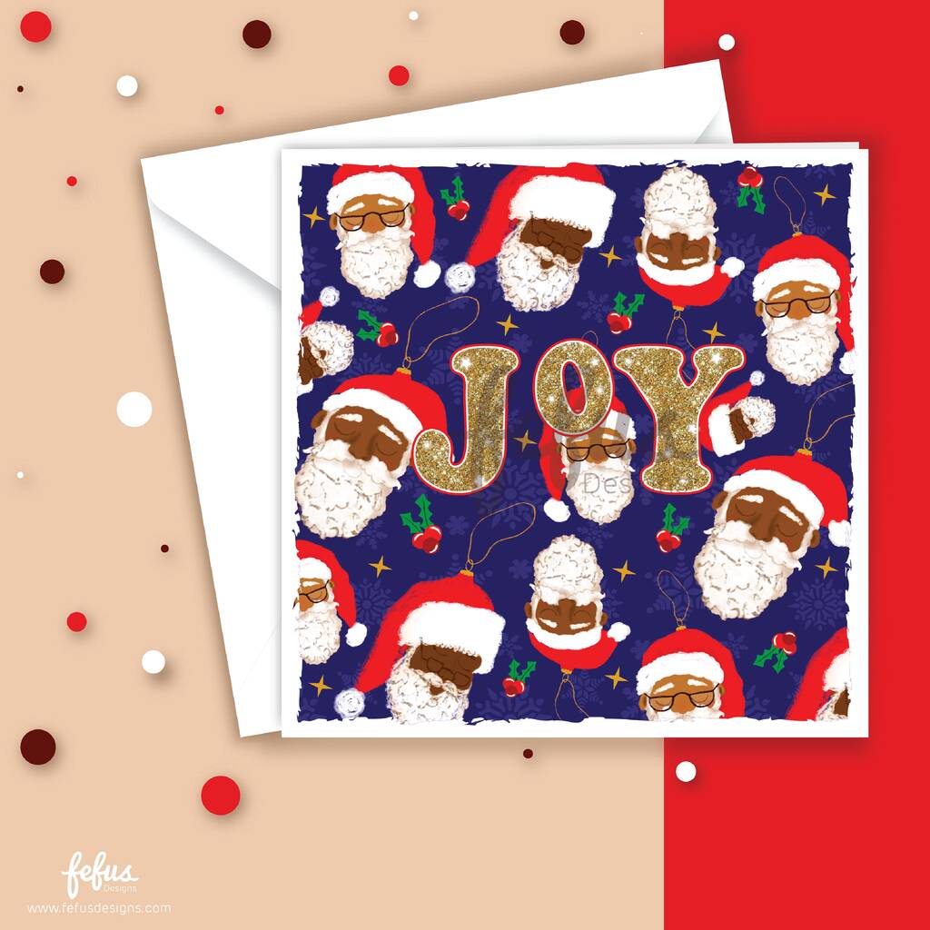 Black Santa Joy Christmas Card – Inclusive And Festive, 1 of 4