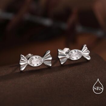 Sterling Silver Cz Candy Stud Earrings Three Cz Colours, 4 of 12