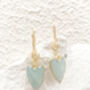 Amazonite Heart Gemstone Earrings Real 18k Gold Plated Gift, thumbnail 2 of 7