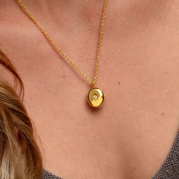 Tiny Crystal Oval Urn Ashes Necklace – 18 K Gold Plated, 2 of 8