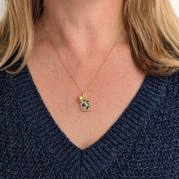 The Duo Dalmatian Jasper Necklace, Gold Plated, 2 of 12
