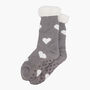 Women's Long Slipper Socks Grip Sole Hearts Grey, thumbnail 2 of 3