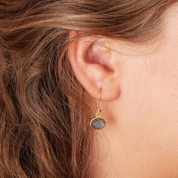 Grey Labradorite Oval Gold And Silver Drop Earrings, 5 of 12