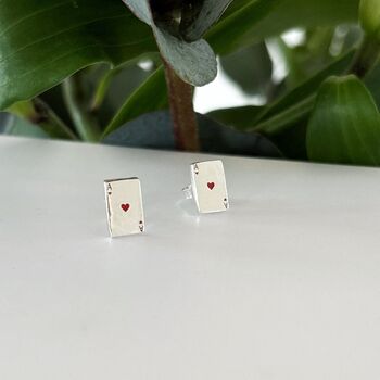 Ace Of Hearts Sterling Silver Stud Earrings, 2 of 5