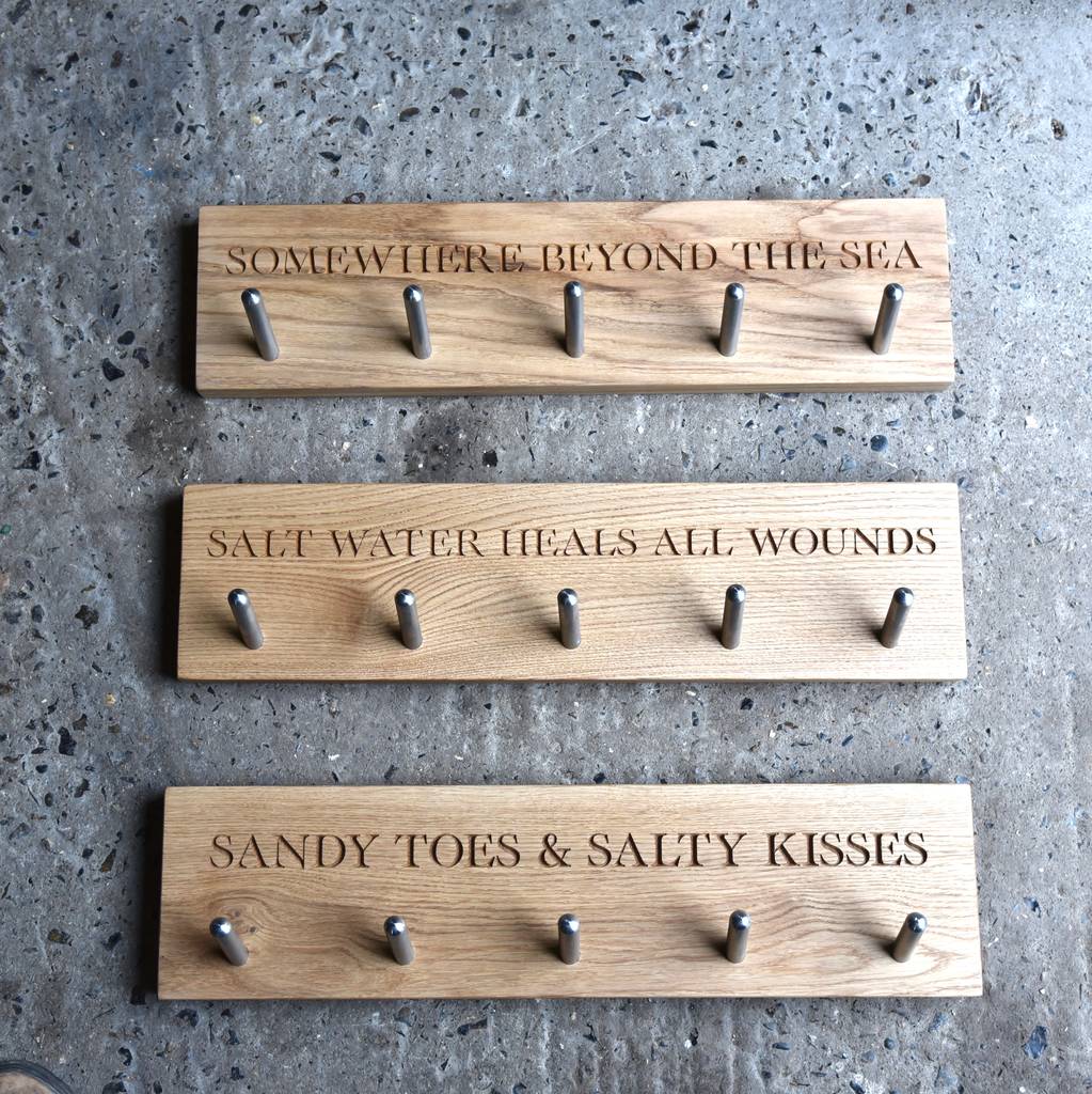 Personalised Peg Rail With Up To 18 Hooks By The Oak & Rope Company