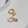 Lime Green And Pink Enamel Hoop Earrings, thumbnail 1 of 8