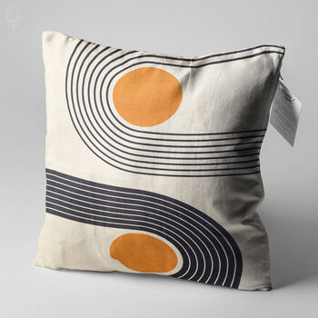 Orange And Black Geometric Abstract Cushion Cover, 3 of 7