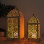 Two Vintage Decorative Candle Lantern Hollow Patterned, thumbnail 3 of 6