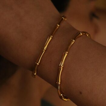 18kt Gold Plated Bamboo Hinged Bangle, 3 of 6