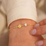 Sterling Silver Birth Flower And Pearl Slider Bracelet, thumbnail 2 of 5