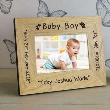 Baby Boy Personalised Keepsake Frame, 2 of 2