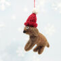 Personalised Brown Felt Dog Christmas Tree Decoration, thumbnail 5 of 5