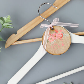 Personalised Wood Wedding Hanger Tag Peach, 3 of 4