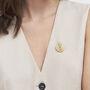 Gold Forget Me Not Pearl Cameo Brooch, thumbnail 2 of 7