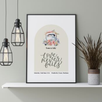 Personalised Wedding Print Love Never Fails One, 3 of 9