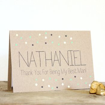 Personalised Best Man Thank You Card, Gold Dots, 2 of 2