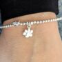 Sterling Silver Paw Print Beaded Stretch Bracelet, thumbnail 4 of 6