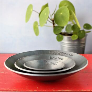 Personalised 6th Anniversary Gift, Pressed Iron Bowl Set, 5 of 10