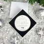 Our First Christmas Married Ceramic Disc Hanging Decoration Bauble + Gift Box, thumbnail 2 of 6