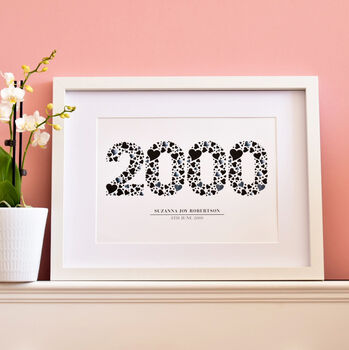 Personalised Year Love Hearts Print, 4 of 5