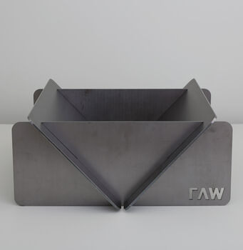 Contemporary Raw Steel Flat Pack Fire Pit, 3 of 5