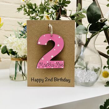 Personalised 2nd Birthday No. Two Wooden Keepsake Card, 8 of 8
