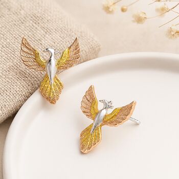 Sterling Silver Phoenix Stud Earrings, 2 of 4