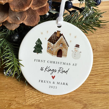 Custom First Christmas In New Home Ceramic Ornament, 7 of 7