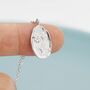 Violet Flower Oval Pendant Necklace In Sterling Silver, thumbnail 6 of 10