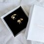 Abstract Hammered 18k Gold Plated Pearl Geometric Earrings, thumbnail 2 of 8