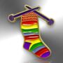 Knitting Handmade Colourful Rainbow Sock Enamel Pin, thumbnail 3 of 8