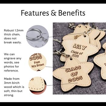Personalised Class Of 2026 Star Keyring For Six Leaver, 2 of 8