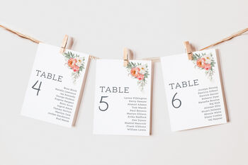 Wedding Seating Plan Cards Peach Pink Floral, 2 of 7