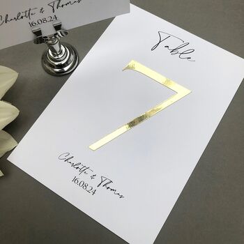 Modern Wedding Table Numbers Gold Or Silver Foil, 7 of 12
