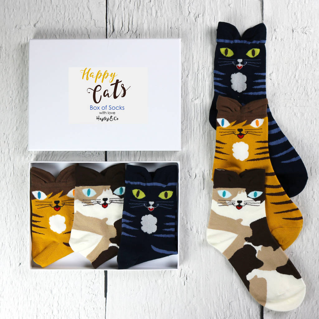 happy cats box of socks by hayley & co