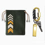 Carabiner Keyring And Personalised Leather Pouch, Green, thumbnail 4 of 6