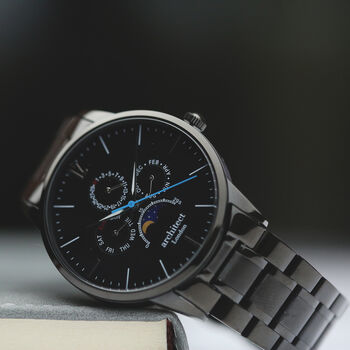 Men's Handwritten Personalised Message Watch In Black, 5 of 8