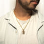 Gold Plated Rectangle Hammered Pendant Necklace For Men Stainless Steel Chain, thumbnail 3 of 12