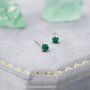 Natural Green Onyx Stud Earrings In Sterling Silver, thumbnail 3 of 12