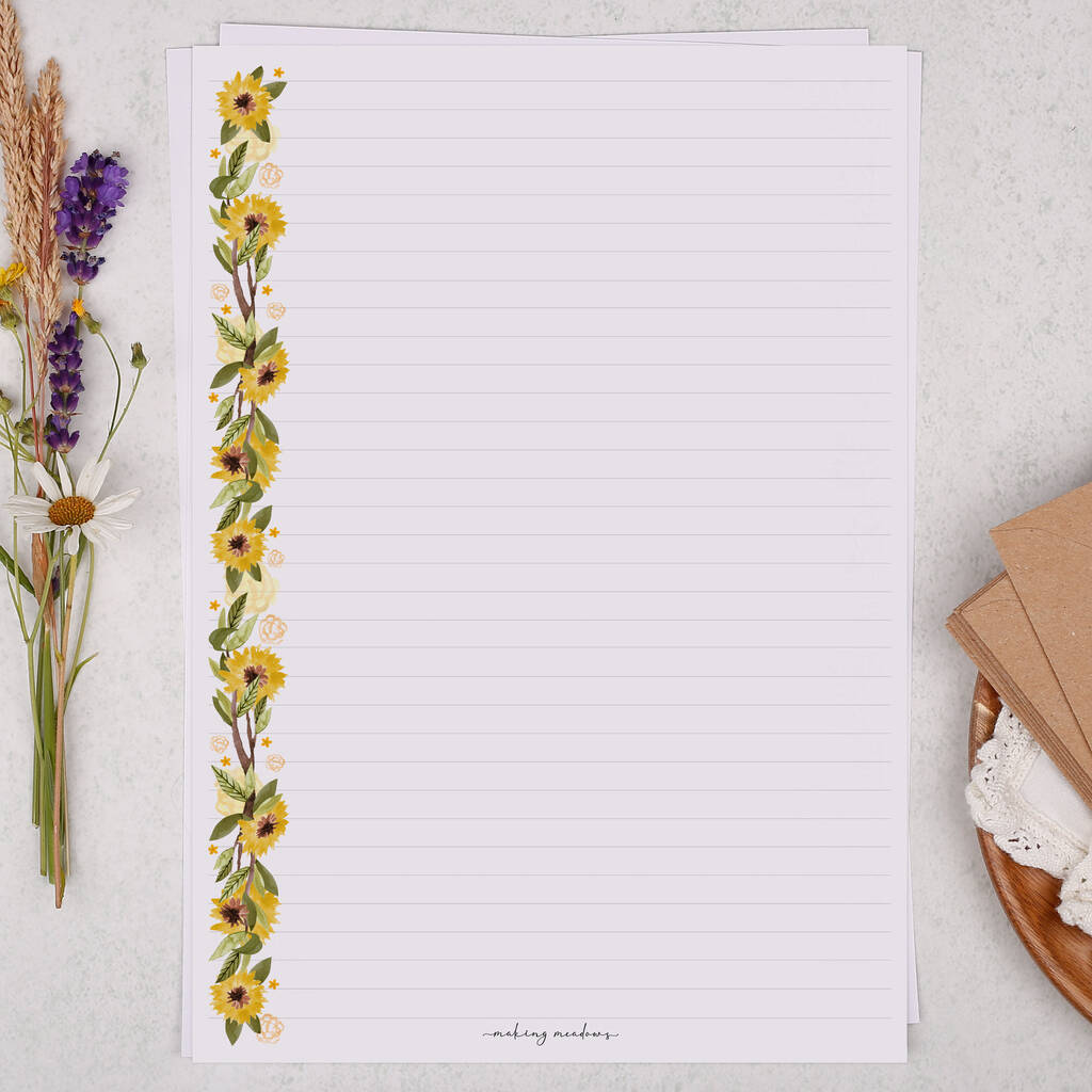 Buy Botanical Leaf Border, Printable Letter Writing Paper / A4