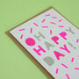 Oh Happy Day! Handmade Card Neon Pink/Grey, thumbnail 2 of 7