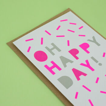Oh Happy Day! Handmade Card Neon Pink/Grey, 2 of 7