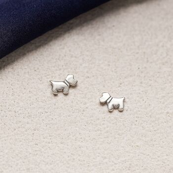 Sterling Silver Westie Scotty Dog Stud Earrings, 3 of 9