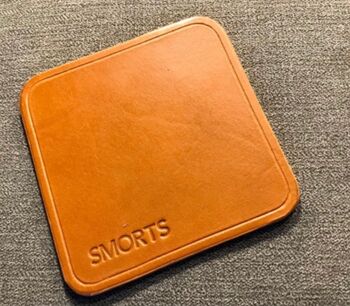 Personalised Stamped Tan Leather Coaster, 8 of 12